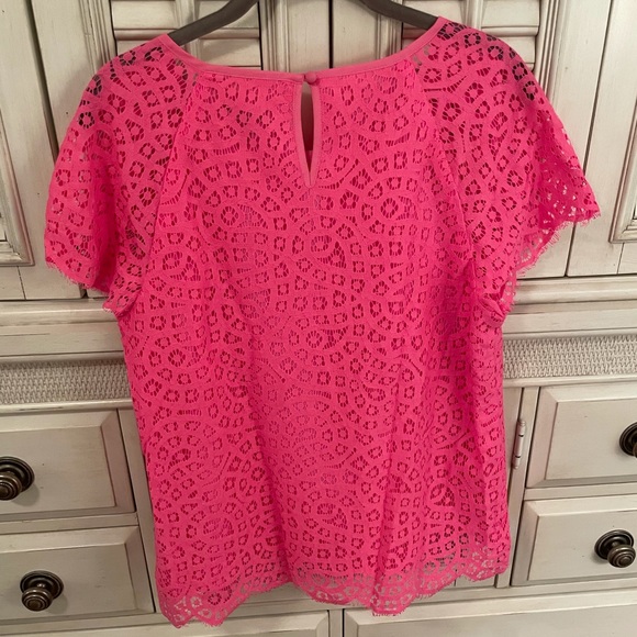 J. Crew Raindrop Lace Hot Pink Top, size: 8 - Picture 3 of 3